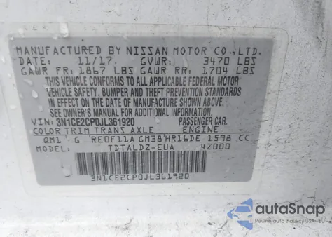2018 Nissan Versa Note Sv from USA, damaged, VIN 3N1CE2CP0JL361920